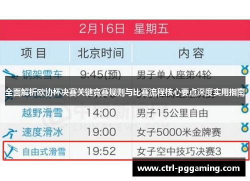 全面解析欧协杯决赛关键竞赛规则与比赛流程核心要点深度实用指南 全面解析欧协杯决赛关键竞赛规则与比赛流程核心要点深度实用指南