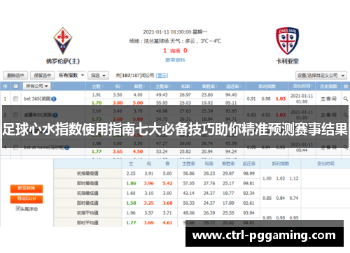 足球心水指数使用指南七大必备技巧助你精准预测赛事结果